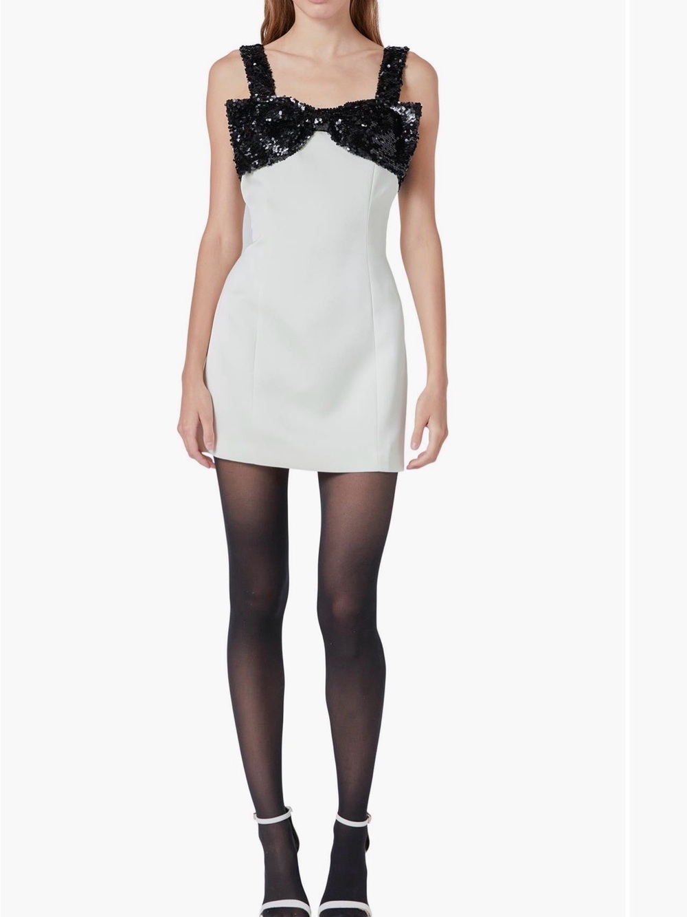 Endless Rose Ivory Mini Dress with Black Sequin Bodice